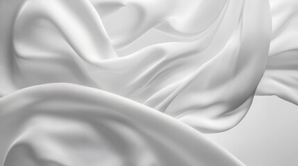 Obraz premium Abstract wavy white silk or satin isolated on a white background.
