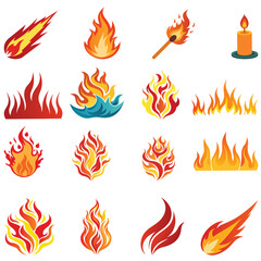 Fire Flaming Clipart Design Set for Sublimation Projects
