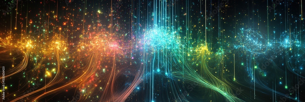 Poster futuristic digital background for tech, neural light particles networks, artificial intelligence, da