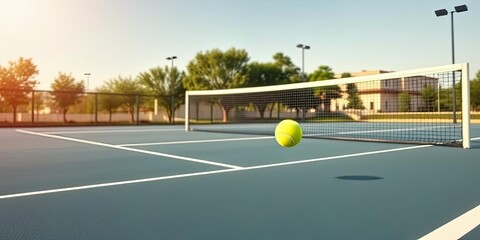 Tennis Ball in Flight Court Net Outdoor Sport Summer