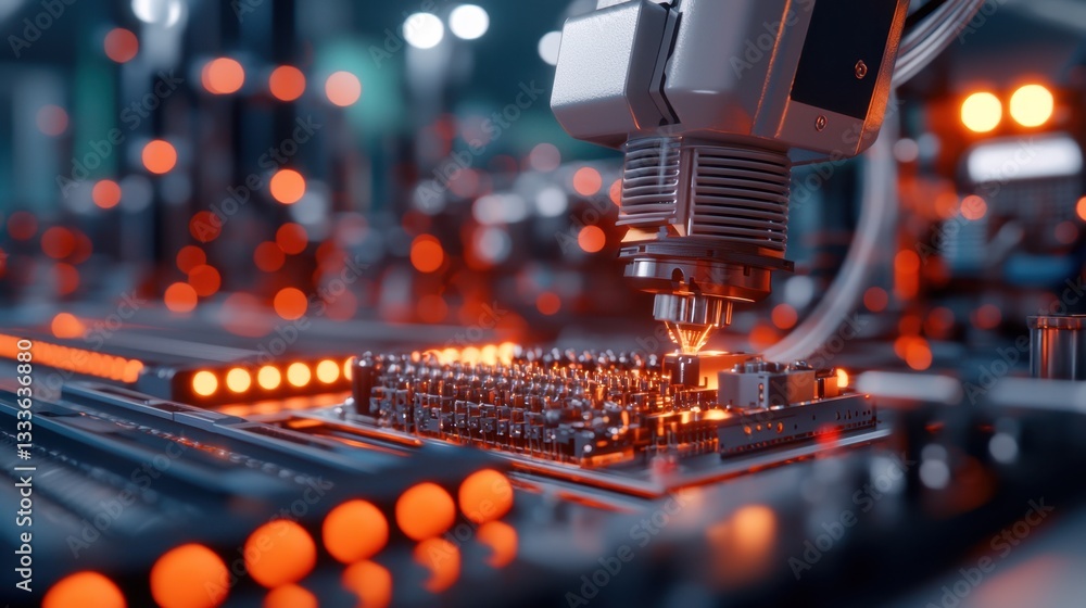 Poster inspection electrical systems concept, advanced electrical inspection system analyzing circuit board