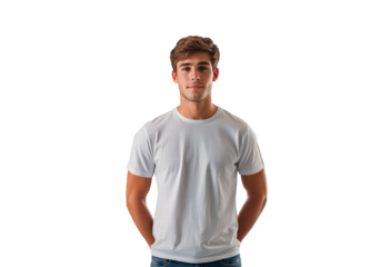 Casual man wearing t-shirt and jeans isolated on transparent background