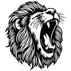 Lion Head Roar Illustration.