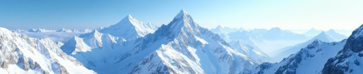Obraz premium Towering peaks of mountain range covered in deep snow, landscape, peaks, majestic