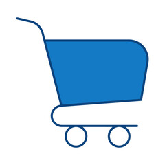 Shopping Cart Blue Icon. Digital Marketing Icon Editable Stroke Vector Illustration