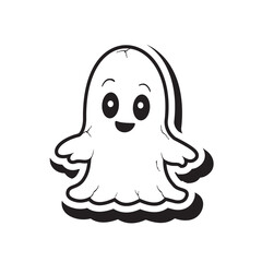 cute ghost creation kit, flat design vector for halloween, cute ghost vector, sticker, clipart, in white background