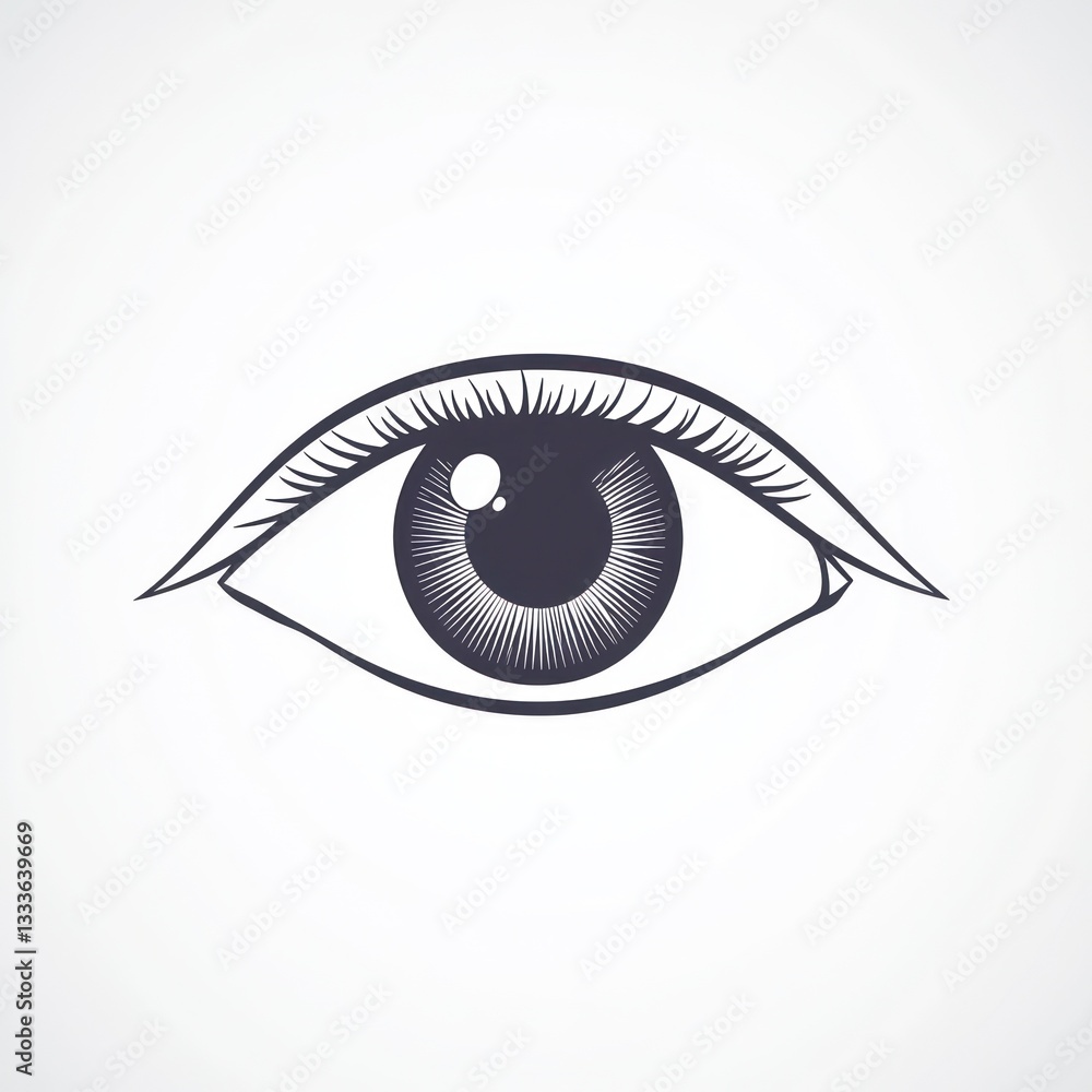 Poster eye black vector line icon, simple and sharp design symbolizing vision and observation on a white ba