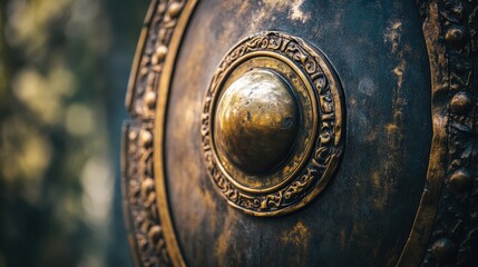 Obraz premium The protective shield of Achilles was a symbol of safety on the battlefield.