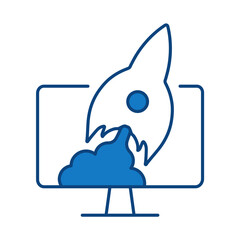 Startup Blue Icon. Digital Marketing Icon Editable Stroke Vector Illustration