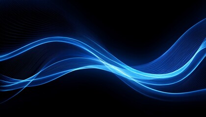 dynamic blue glowing wave lines loop motion on clean black background