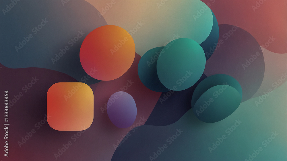 Poster soft abstract geometric shapes in gradient colors