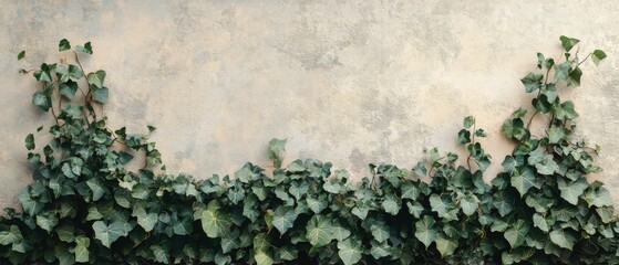 Lush Green Ivy Growing on a Textured Wall