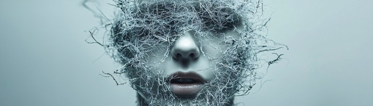 Experimental surreal photography, blending infrared film techniques with glitchy digital distortions, holographic textures, fluid and fragmented compositions, sci-fi dreamscape aesthetic,