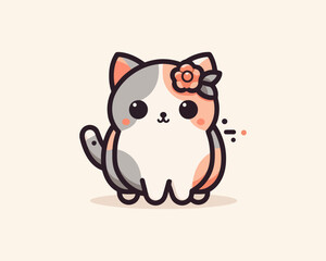 Cute cartoon cat logo vector template
