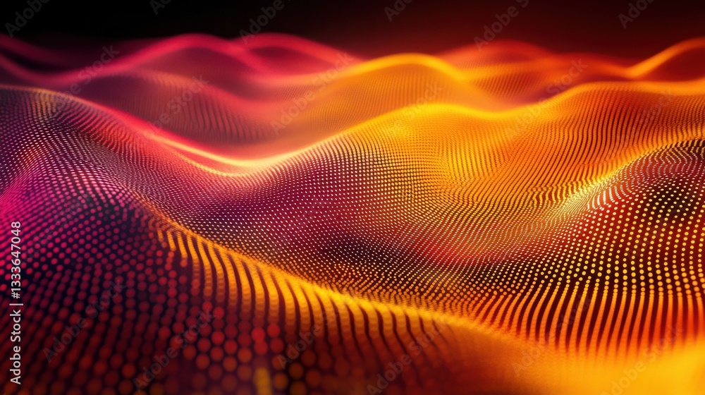 Poster Vibrant Abstract Waves of Colorful Light in Striking Patterns