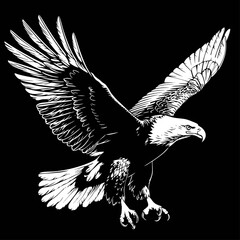 Eagle with wings spread wide, featuring a sharp and fierce design, symbolizing strength, power, and determination.  Generative by Ai