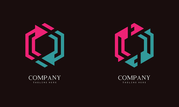 Set of hexagon-shaped monogram logo with the initial letter U. Suitable for various businesses.