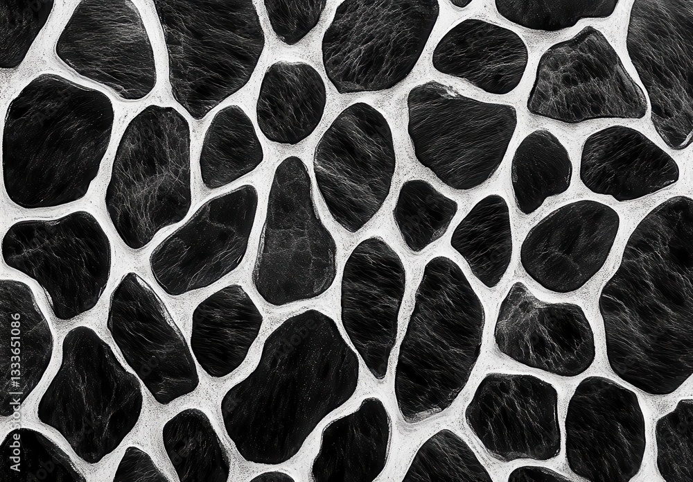 Poster abstract texture of black and white stones creating a unique pattern for backgrounds, designs, or ar