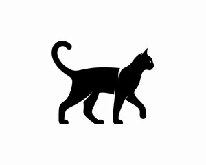 Cat silhouette logo. Black cat flat style. Cat icon logo design template. Vector illustration. Animal logotype concept. 