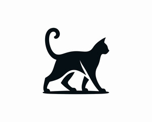 Cat silhouette logo. Black cat flat style. Cat icon logo design template. Vector illustration. Animal logotype concept. 