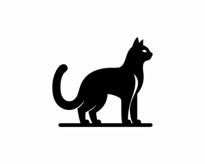 Cat silhouette logo. Black cat flat style. Cat icon logo design template. Vector illustration. Animal logotype concept. 