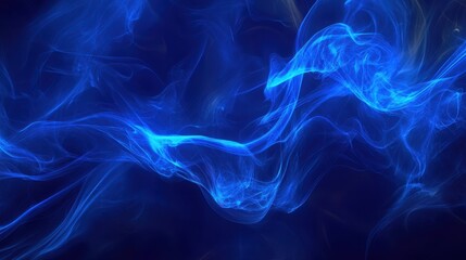 Fototapeta premium Blue smoke swirling with dynamic wave patterns, creating a fluid and mesmerizing visual effect that evokes a sense of movement and elegance.