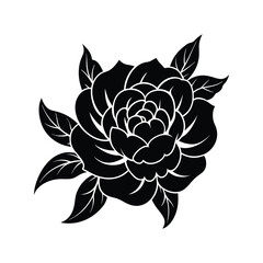 Silhouette design of a peony with large and ruffled petals vector art illustration.eps