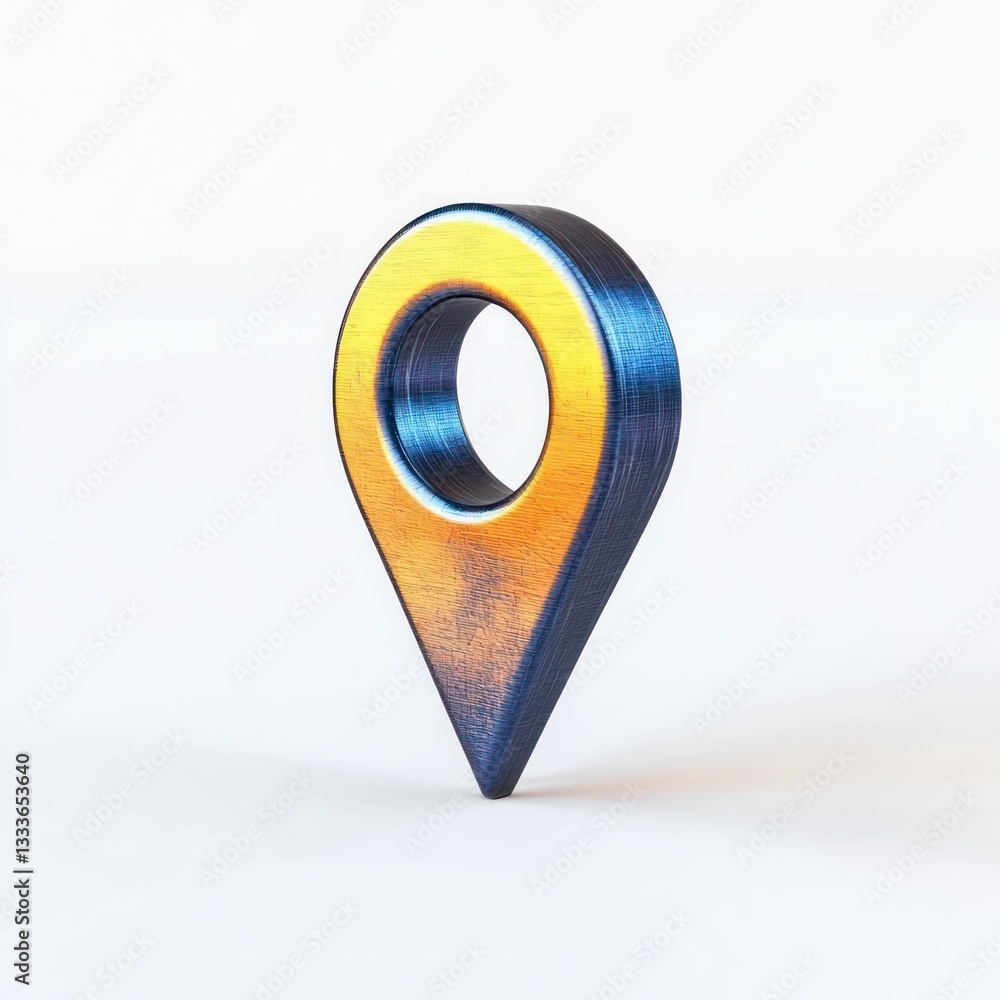 Poster precise location marking and navigation depicted in a minimalist gps pin 3d glyph line icon, designe