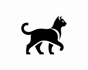 Cat silhouette logo. Black cat flat style. Cat icon logo design template. Vector illustration. Animal logotype concept. 