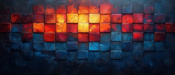 Abstract Red and Blue Painted Square Blocks Texture Background