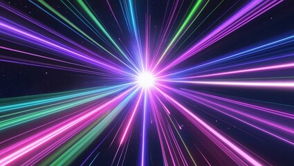 Obraz premium A Vibrant Cosmic Journey Into A Radiant Nebula Heart, Bursting With Neon Streaks Of Light And A Dazzling Core