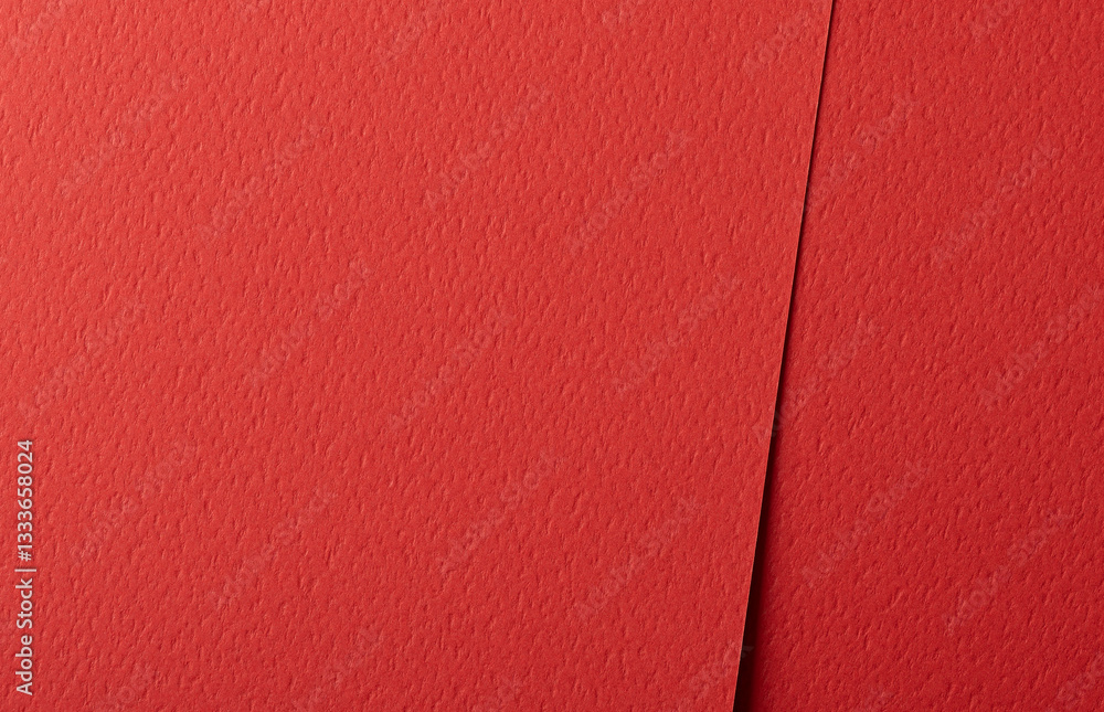Aufkleber Bright red paper background with a matte texture and rough grain. Vibrant, bold tones create an elegant, luxurious design with refined perforated edges and abstract patterns, perfect for artistic.