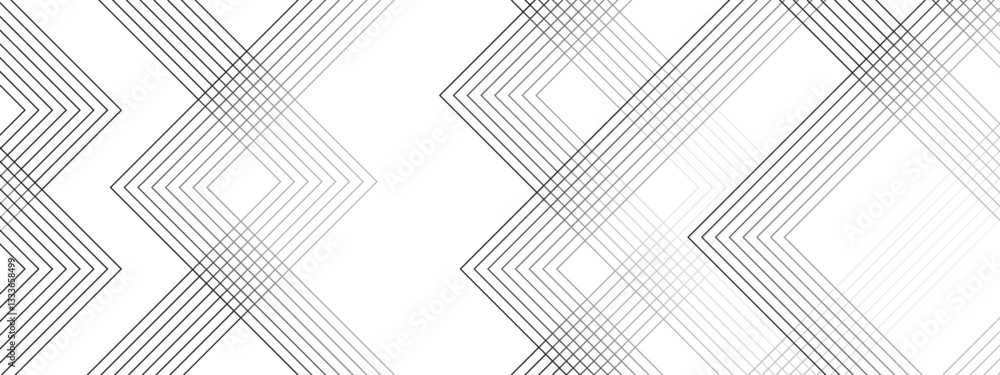 Leinwandbilder Abstract Linear Geometric Pattern in gray. White geometric overlap layer design. Stripes background design with layers of Geometric shapes. line elegant colorful striped diagonal line technology 