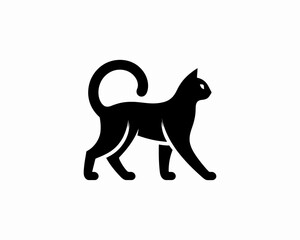 Cat silhouette logo. Black cat flat style. Cat icon logo design template. Vector illustration. Animal logotype concept. 