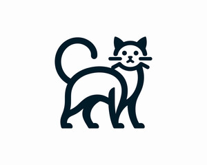 Cat silhouette logo. Black cat flat style. Cat icon logo design template. Vector illustration. Animal logotype concept. 