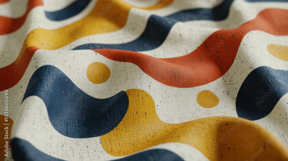 Poster abstract colorful wave patterns on textured fabric surface