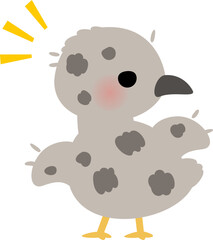 産毛が生えた灰色の雛鳥