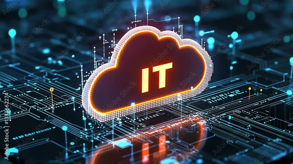 Aufkleber cloud technology and it symbol exploring digital networks, data flow, and circuit innovations
