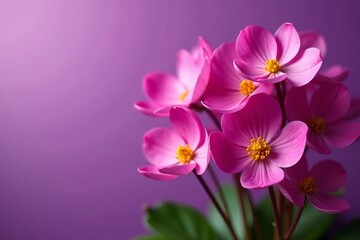 Fototapeta premium Close-up of elegant cyclamen blossoms against purple backdrop, plant, Close-up