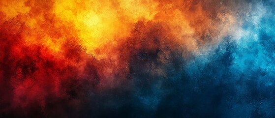 Fiery Sunset and Deep Ocean Abstract Art