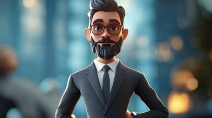 young businessman in a suit and tie, confidently standing in the office
