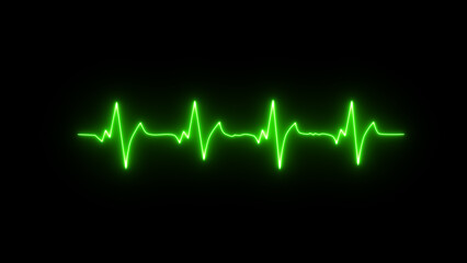 Neon heartbeat signal in continuous line. Cardiogram, heartbeat line design to use in healthcare, healthy lifestyle, medical laboratory, cardiology project.