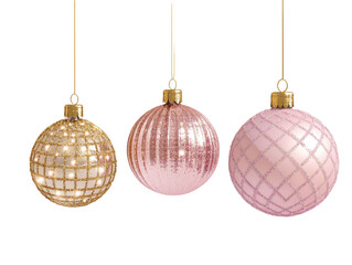 Isolated Set of Christmas Ornaments with Decorative Patterns