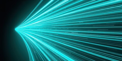 Fototapeta premium Abstract Teal Light Streaks Speed Technology Futuristic Background