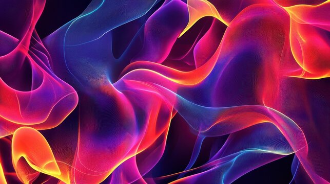 Futuristic abstract neon waves with dynamic bright colors radiate energy and motion, creating a vivid and immersive visual experience.