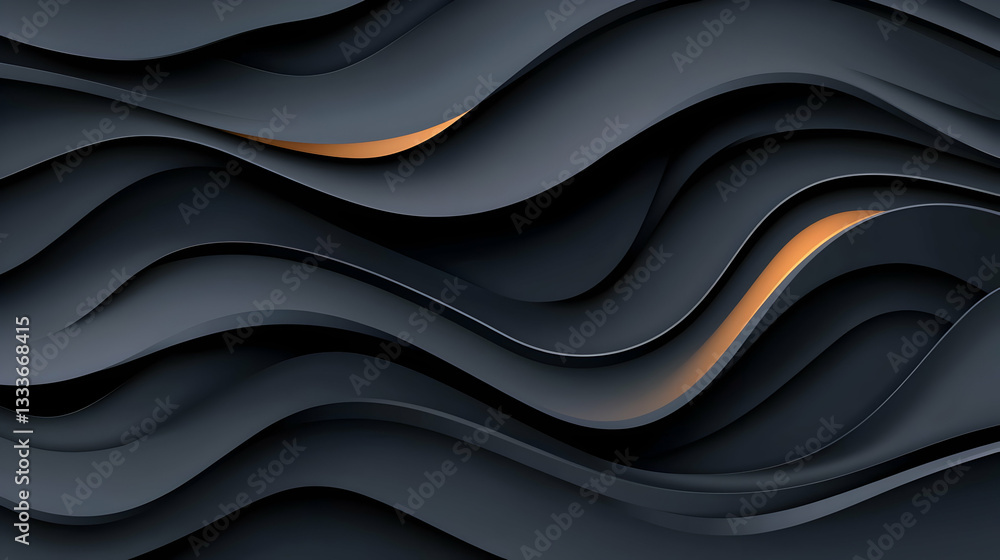 Aufkleber dark gray gradient abstract background with minimalist wave pattern
