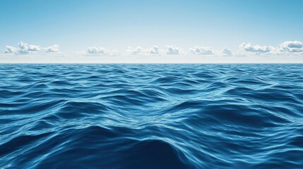 Fototapeta premium Gentle ocean waves ripple beneath a calm, clear sky, creating a serene and tranquil seascape.