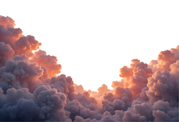Serene Sunset Clouds in Warm and Cool Hues on Transparent Background