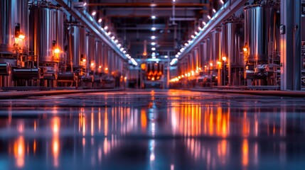 Fototapeta premium Industrial Ethanol Plant High Resolution Cinematic Image of Modern Distillery