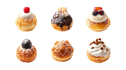 Pack Profiterole Set on Transparent Background for Desserts, Bakery, and Food Design